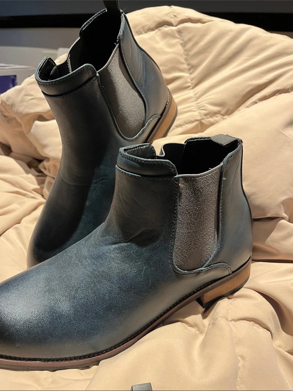 Landon Men's Black Chelsea Boots - Classic Slip-On Dress/casual size 11 blue New